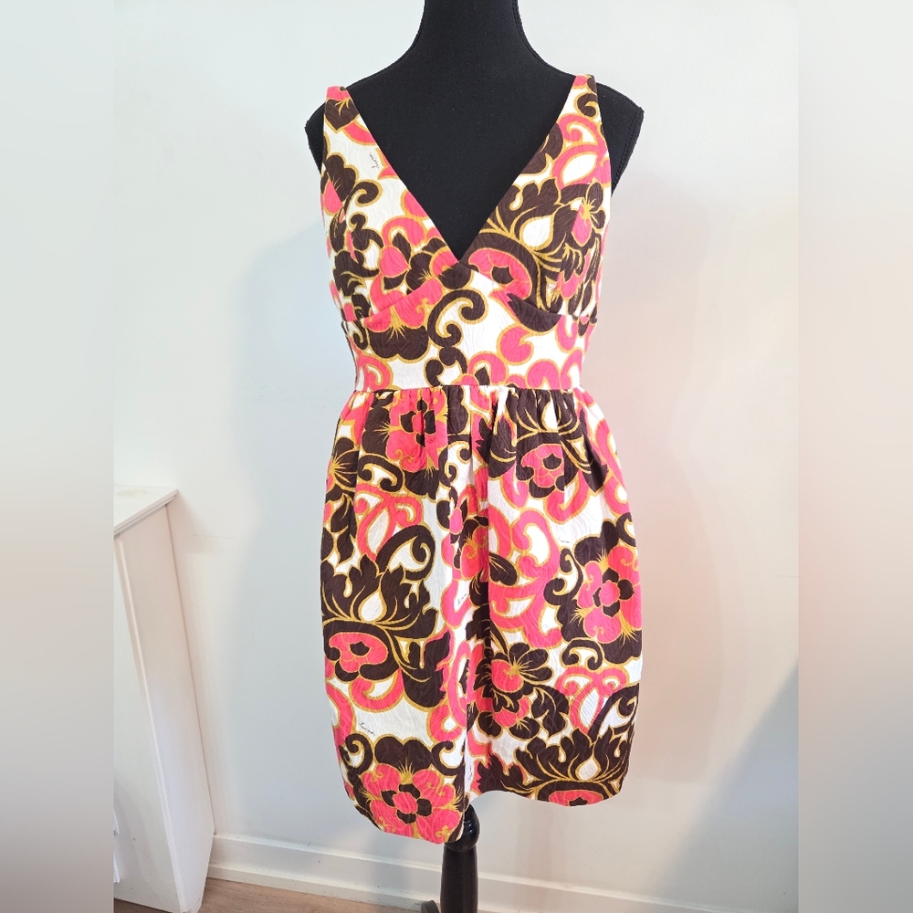 Milly floral pouffed skirt cotton mini dress Sz 10 ( Fits Smaller!)